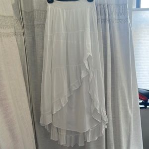 Hollister White High Low Midi Skirt